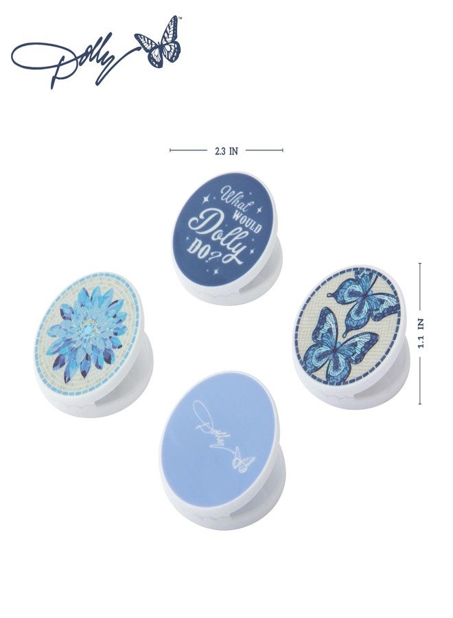 Dolly Parton Decorative Magnetic Bag Clips for Chips, Snacks and More, BPA-Free Plastic with Strong Grip, Dolly-Inspired Designs for Kitchen and Home, Set of 4, Blue - Image 2